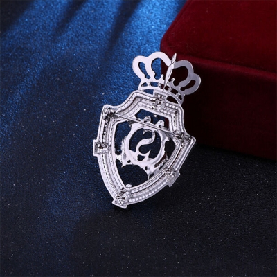 Picture of Large Size Crown Brooch Badge for Men Suit Accessories (Silver)