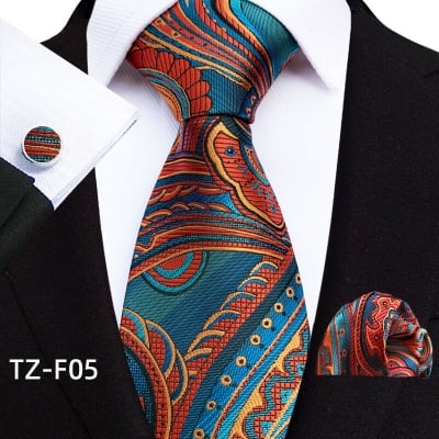 Picture of Luxury Fashionable Neck Tie + Pocket Square & Cufflinks 3 item Tie Set For Men (1 Set) (TZ-F05,Int: One size)