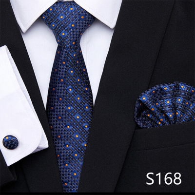 Picture of Luxury Fashionable Neck Tie + Pocket Square & Cufflinks 3 item Tie Set For Men (1 Set) (S168,Int: One size)