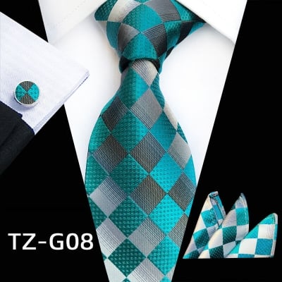 Picture of Luxury Fashionable Neck Tie + Pocket Square & Cufflinks 3 item Tie Set For Men (1 Set) (TZ-G08,Int: One size)