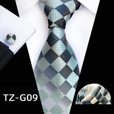 Picture of Luxury Fashionable Neck Tie + Pocket Square & Cufflinks 3 item Tie Set For Men (1 Set) (TZ-G09,Int: One size)