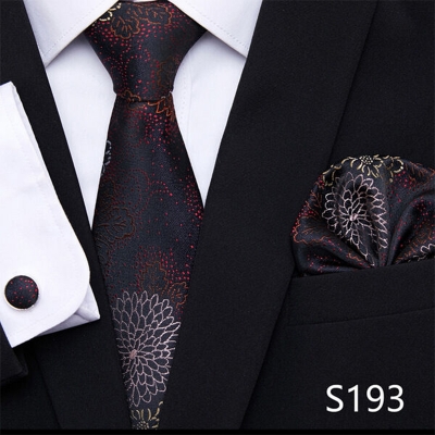 Picture of Luxury Fashionable Neck Tie + Pocket Square & Cufflinks 3 item Tie Set For Men (1 Set) (S193,Int: One size)