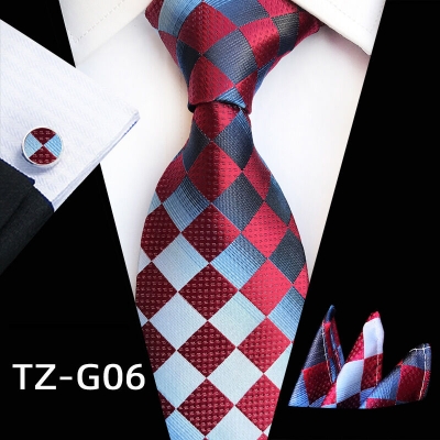Picture of Luxury Fashionable Neck Tie + Pocket Square & Cufflinks 3 item Tie Set For Men (1 Set) (TZ-G06,Int: One size)
