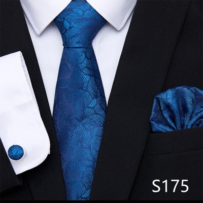 Picture of Luxury Fashionable Neck Tie + Pocket Square & Cufflinks 3 item Tie Set For Men (1 Set) (S175,Int: One size)