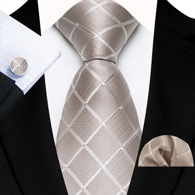 Picture of Luxury Fashionable Neck Tie + Pocket Square & Cufflinks 3 item Tie Set For Men (1 Set) (TZ-G19,Int: One size)