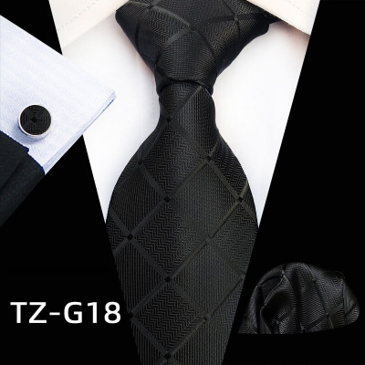 Picture of Luxury Fashionable Neck Tie + Pocket Square & Cufflinks 3 item Tie Set For Men (1 Set) (TZ-G18,Int: One size)