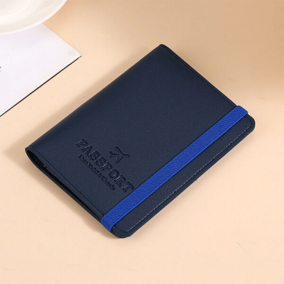 Picture of PU Leather Passbook Bag Multi-function Passbook Holder Passport ID Holder (Dark blue)