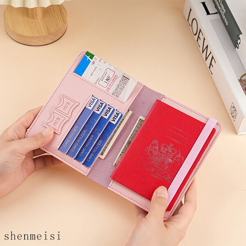 Picture of PU Leather Passbook Bag Multi-function Passbook Holder Passport ID Holder (Dark blue)