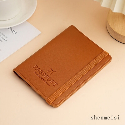 Picture of PU Leather Passbook Bag Multi-function Passbook Holder Passport ID Holder (Brown)