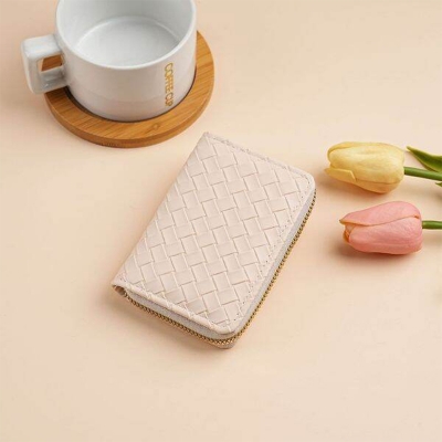 Picture of Men's and Women's Multiple Card Holder Zipper Small Coin Purse (Braided Off-White)