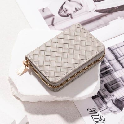 Picture of Men's and Women's Multiple Card Holder Zipper Small Coin Purse (Woven Pattern L.Grey)