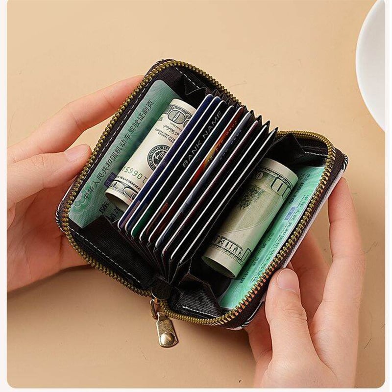 Picture of Men's and Women's Multiple Card Holder Zipper Small Coin Purse (Woven Pattern L.Grey)