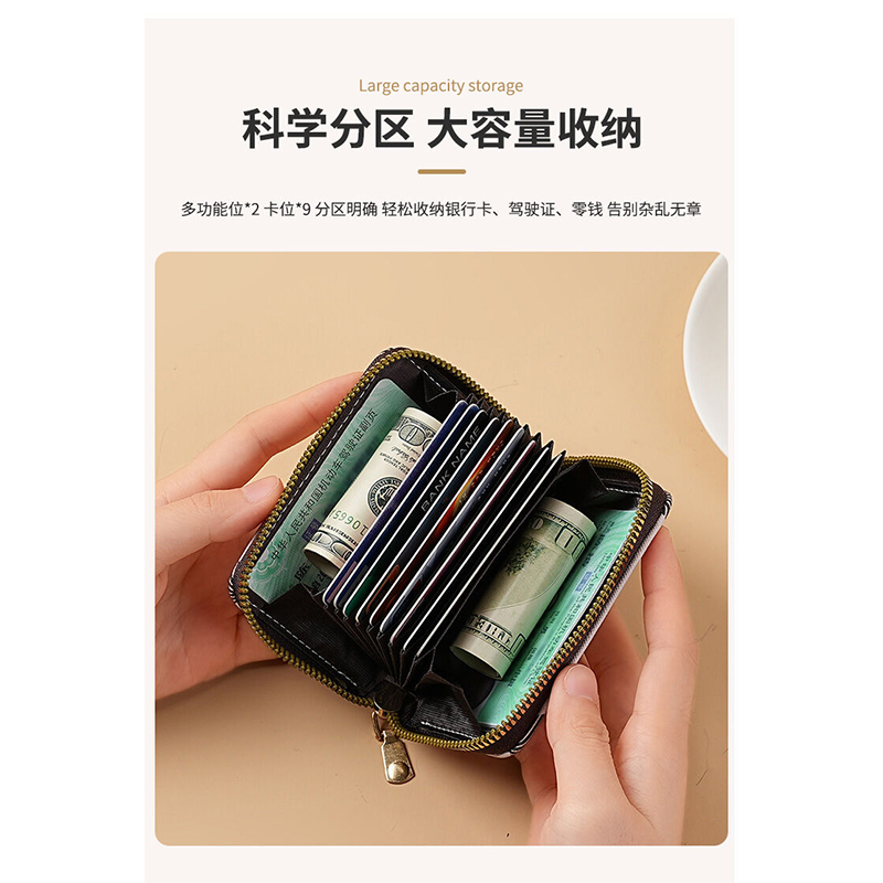 Picture of Men's and Women's Multiple Card Holder Zipper Small Coin Purse (Woven Pattern Red)