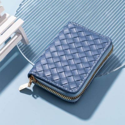 Picture of Men's and Women's Multiple Card Holder Zipper Small Coin Purse (Woven Pattern L.Blue)