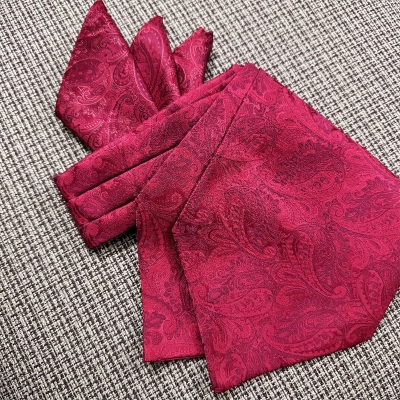 Picture of Men’s Ascot Cravat Tie with Pocket Square – Polyester Silk Scarf (1 Set) (LJ-006,Int: One size)
