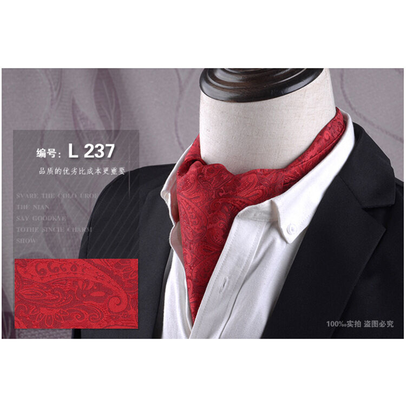 Picture of Men’s Ascot Cravat Tie with Pocket Square – Polyester Silk Scarf (1 Set) (LJ-006,Int: One size)