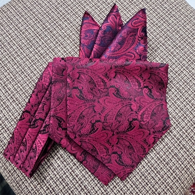 Picture of Men’s Ascot Cravat Tie with Pocket Square – Polyester Silk Scarf (1 Set) (LJ-004,Int: One size)