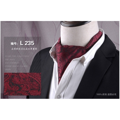 Picture of Men’s Ascot Cravat Tie with Pocket Square – Polyester Silk Scarf (1 Set) (LJ-004,Int: One size)