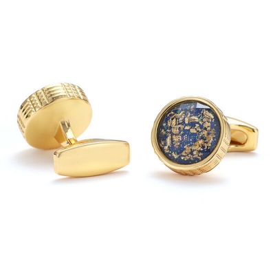 Picture of Luxury Cufflinks Pair For Men French Cuff Shirt Button Accessories (Blue Stone Golden 2)