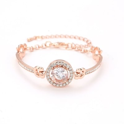 Picture of Crystal Stoned Bracelet for Women – Elegant Fashion Jewelry (1p) (Rose Gold)