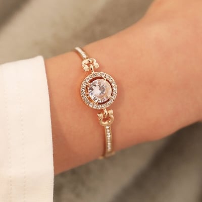 Picture of Crystal Stoned Bracelet for Women – Elegant Fashion Jewelry (1p) (Rose Gold)