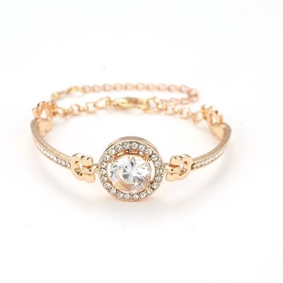 Picture of Crystal Stoned Bracelet for Women – Elegant Fashion Jewelry (1p) (Gold)