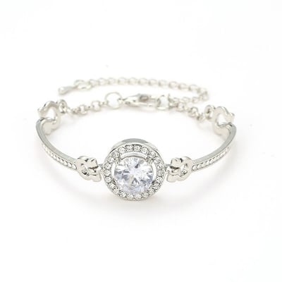 Picture of Crystal Stoned Bracelet for Women – Elegant Fashion Jewelry (1p) (Silver)