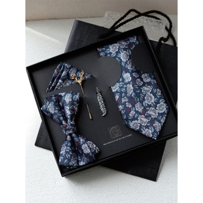 Picture of Men's High-Density Luxury Polyester Silk Fabrics  Patterned Tie Box 5 Item Set (1ps) (Blue Rose,Int: One size)
