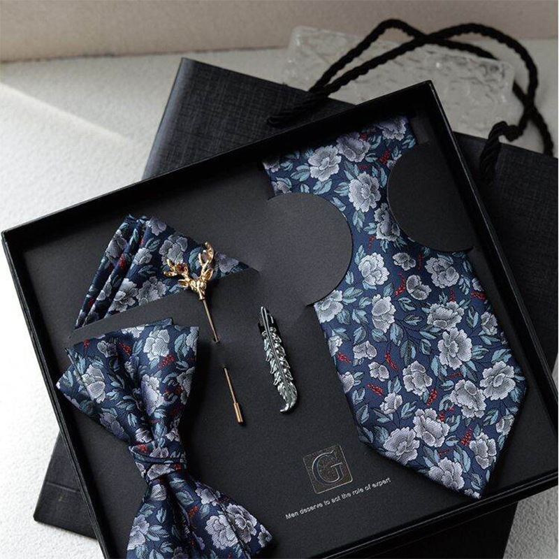 Picture of Men's High-Density Luxury Polyester Silk Fabrics  Patterned Tie Box 5 Item Set (1ps) (Blue Rose,Int: One size)