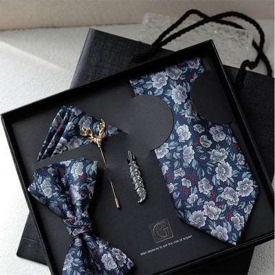 Picture of Men's High-Density Luxury Polyester Silk Fabrics  Patterned Tie Box 5 Item Set (1ps) (Blue Rose,Int: One size)