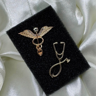 Picture of Medical Professionals/Doctors Brooch Set – 2pcs Suit & Collar Accessories (2p Golden Set)