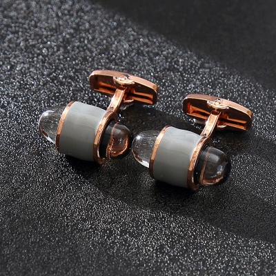Picture of Fancy Bullet Shape Copper Material French Cuff Shirt Button Accessory (Rose Gold Gray)