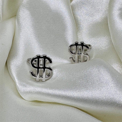 Picture of Fancy Cufflinks For Men-French Cuff Shirt Button Accessory (US Dollar Symbol)