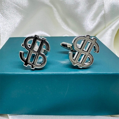 Picture of Fancy Cufflinks For Men-French Cuff Shirt Button Accessory (US Dollar Symbol)