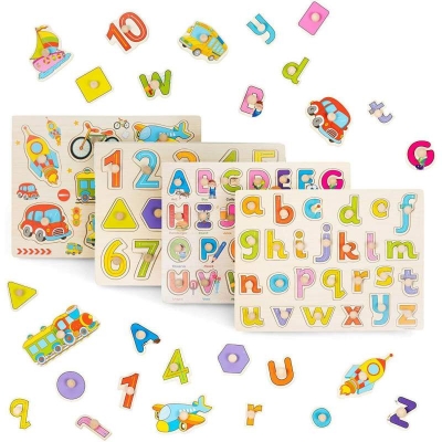 Picture of Educational Wooden  Board Toys Baby Hand Grasp Digital Jigsaw Puzzles gifts for Kids Multicolor