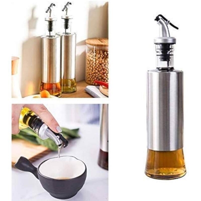 Picture of CM Kitchen Oil Glass Jar 500ml. ( 2.75 × 2.75 × 8 Inches ) Silver