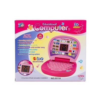 Picture of EDUCATIONAL Computer and Learning ABCD, Words & Number Battery Operated Kids Laptop with LED Display and Music Pink