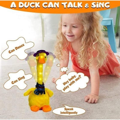 Picture of Electric Dancing Duck Plush Toys Funny Early Education Toy Singing Duck Toys Yellow