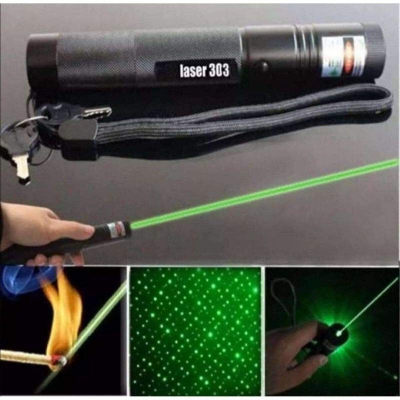 Picture of Green Laser Pointer with On/Off Lock (532 nm, Green) Party Pen Disco Light 5 Mile with Battery Indoor and Outdoor Black