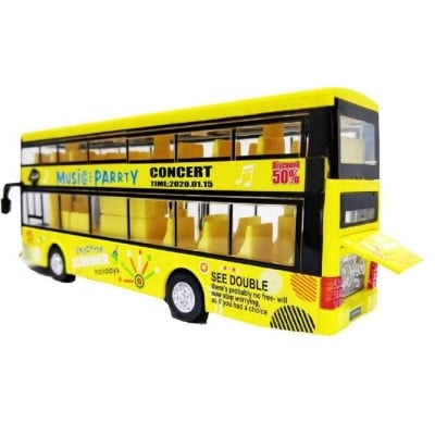 Picture of Die Cast Metal Body Door Opening Luxury Toy Bus with LED Light and Sound Yellow