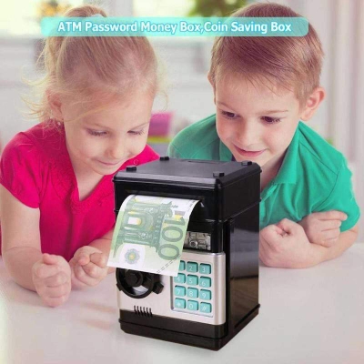 Picture of Kids Electronic Money Safe Box Password Saving Bank ATM for Coins and Bills,piggy bank, Multicolor