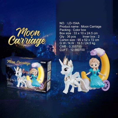 Picture of Shwapnochura Princess Moon Carriage Car With Light Sound Elsa Anna Snow White Cinderella Sophia Dolls Toys for Children Girls Gifts Multicolor