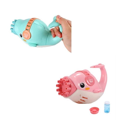 Picture of Cute Dolphin  Bubble 10-Holes Electric Gatling Bubble Maker for Kids Summer Toy, Bubble Blaster Bubble Machine Pink