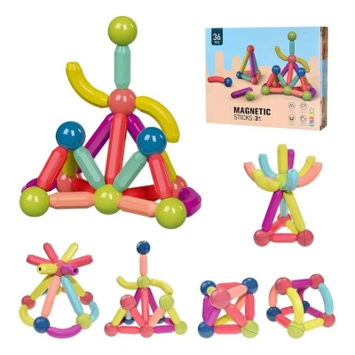 Picture of Magnetic Sticks and Balls Building Blocks Toy for Kids, Magnetic Balls and Rods Set Kids Montessori Toys Stacking Toys for Kids Age 3+ Years (36 Pcs) Multicolor