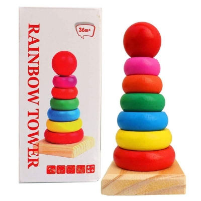 Picture of Toyshine Mini Rainbow Stacking Rings with Multiple Shapes Making 