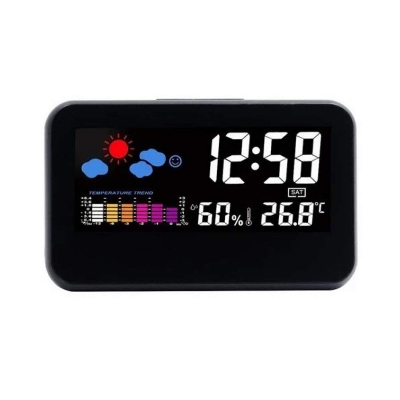 Picture of Digital LED Display Weather Station Alarm Clock with Temperature and Humidity Display Black