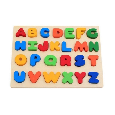 Picture of Wooden Blocks Uppercase Puzzle Board Montessori Reading Matching Word Educational Literacy Game Teaching Aids Toy 