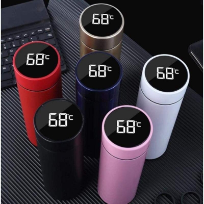Picture of Stainless Steel Smart Water Bottle Temperature Display Travel Mug Smart Cup LED Digital Smart Vacuum Cup Hot Water Bottle Travel Cup Intelligent Temperature Measuring Cup 500ml Multicolor