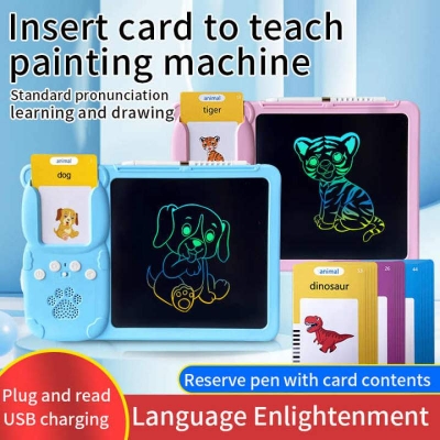 Picture of 2in1 Early Education Device for Kids - Bilingual Audio Learning Tablet with Drawing Screen Multicolor