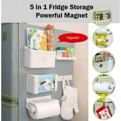 Picture of 5 in 1 New Feeling Fridge Shelf Storage Set Organiser Organizer Magnetic Store White